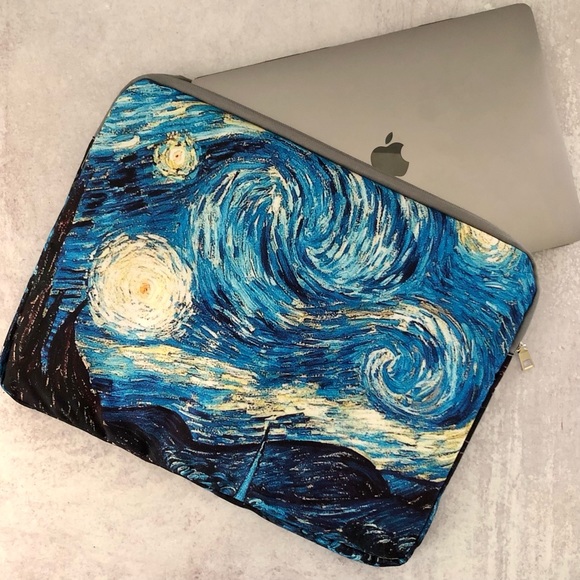 Van Gogh Starry Night Fabric Laptop Sleeve Soft Computer Case NEW - Picture 5 of 9
